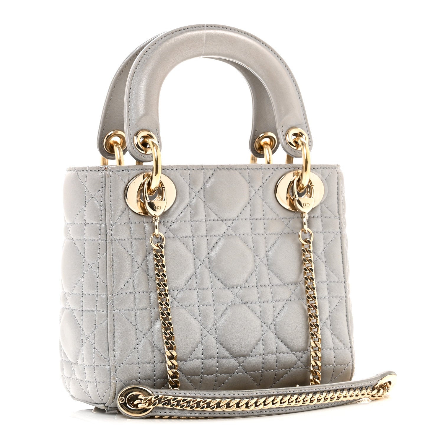 Christian Dior Metallic Lambskin Cannage Mini Lady Dior Grey 3 of 10