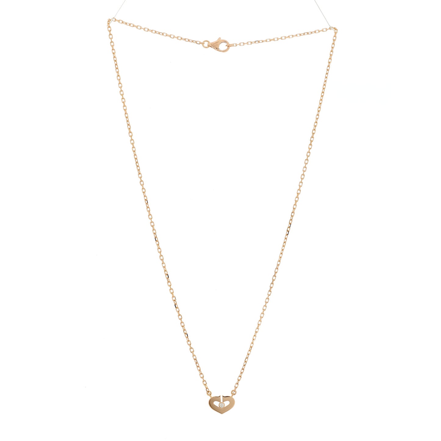 18K Pink Gold Diamond XS Hearts and Symbols Necklace