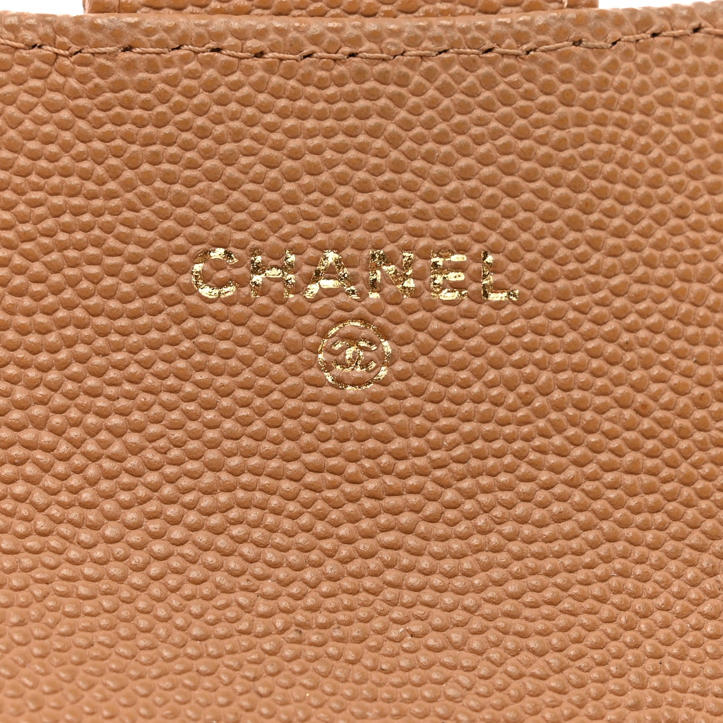 Caviar Quilted Flap Card Holder Wallet Beige