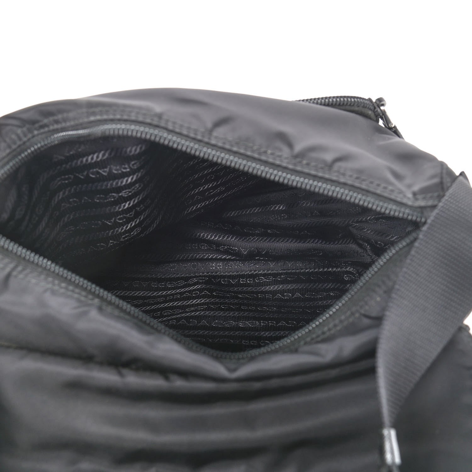 Prada Nylon Vela Saffiano Single Buckle Messenger Shoulder Bag Black 4 of 9