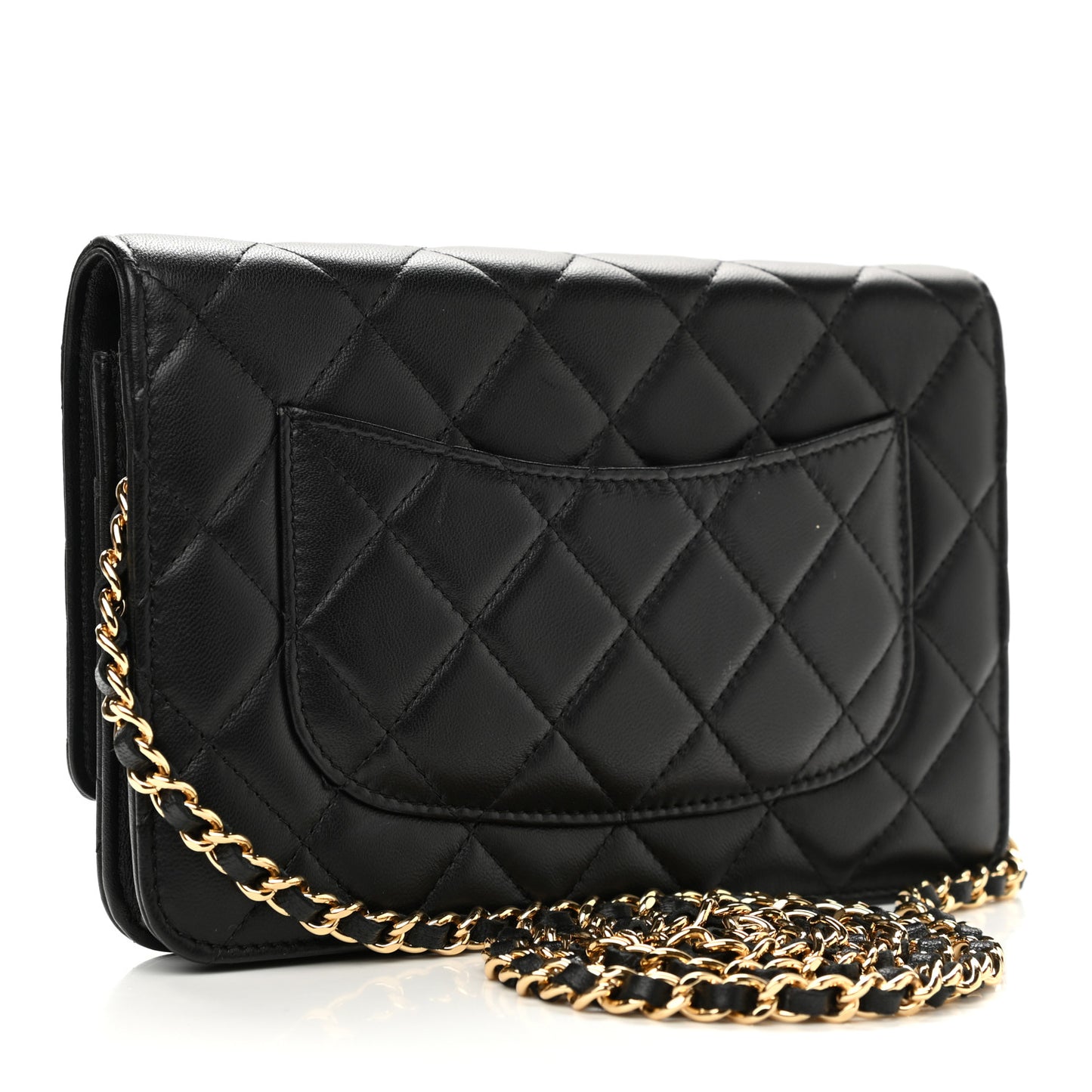 Lambskin Quilted Wallet On Chain WOC Black