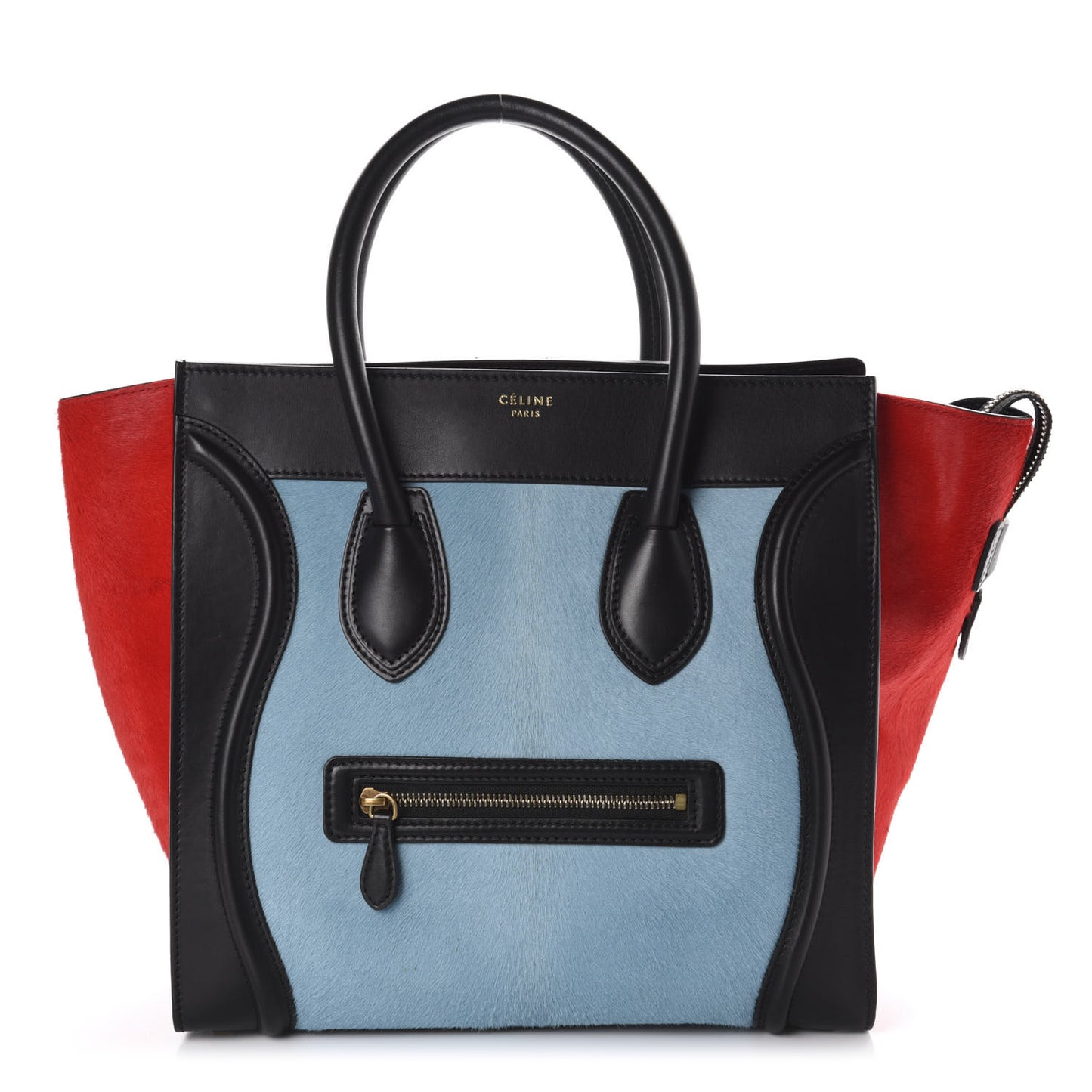 Pony Hair Mini Tri-Color Luggage Glacier Red Black