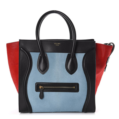 Celine Pony Hair Mini Tri-Color Luggage Glacier Red Black 1 of 18