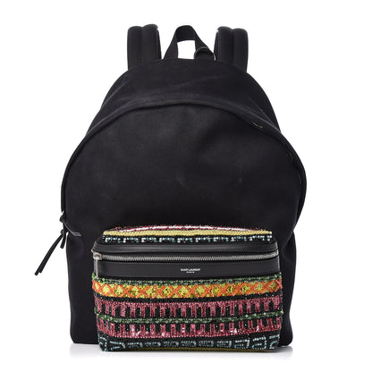 Saint Laurent Canvas Sequins City Backpack Black 1 of 11