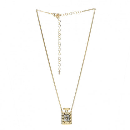 Chanel Crystal Pearl Perfume Bottle CC Necklace Gold 3 of 6