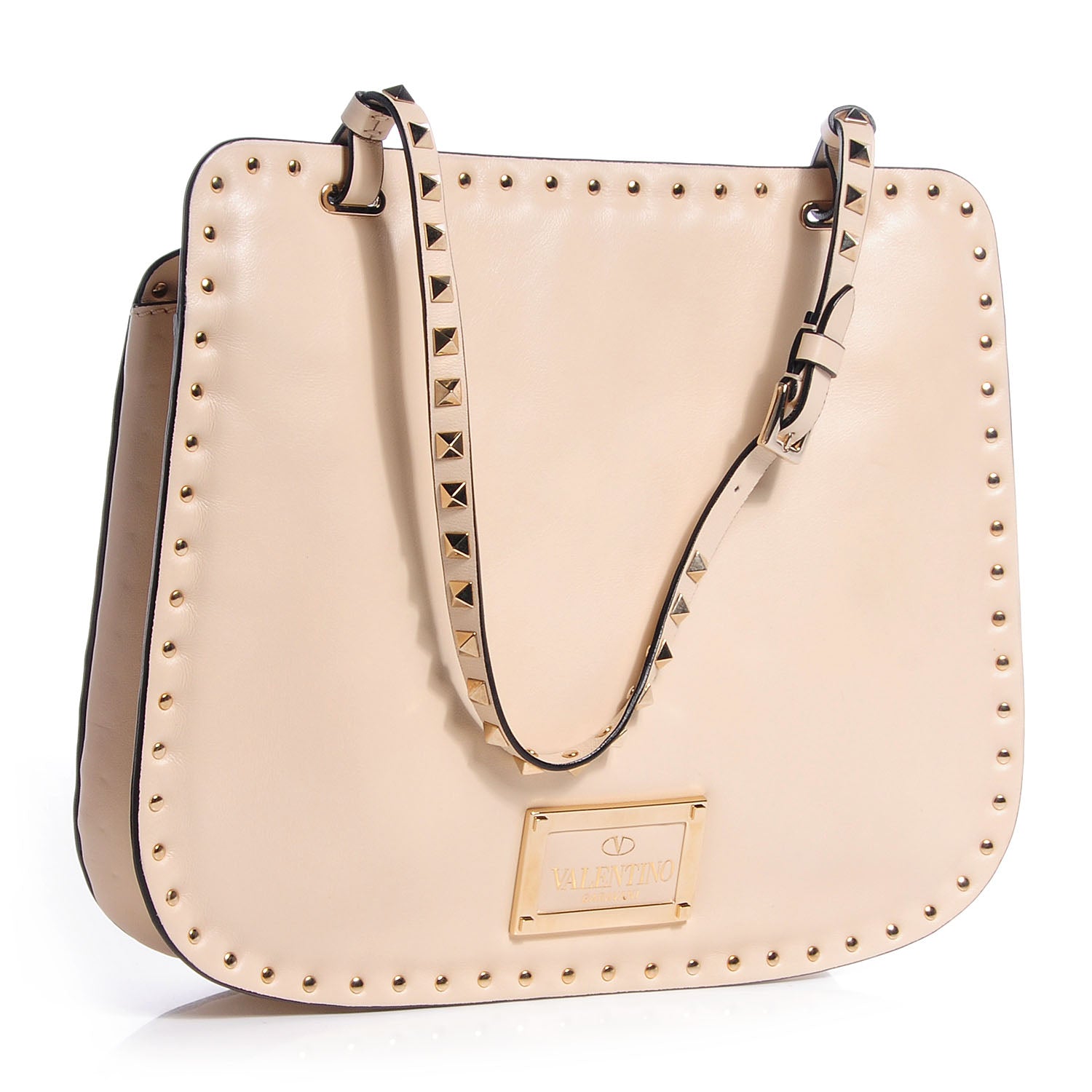 Valentino Garavani Vitello Rockstud Shoulder Satchel Ivory 3 of 9