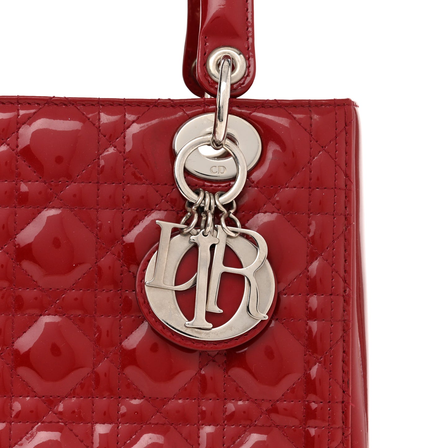 Patent Cannage Medium Lady Dior Red