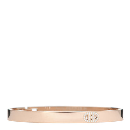 Hermes 18K Rose Gold Diamond PM H D'Ancre Bracelet SH 1 of 6