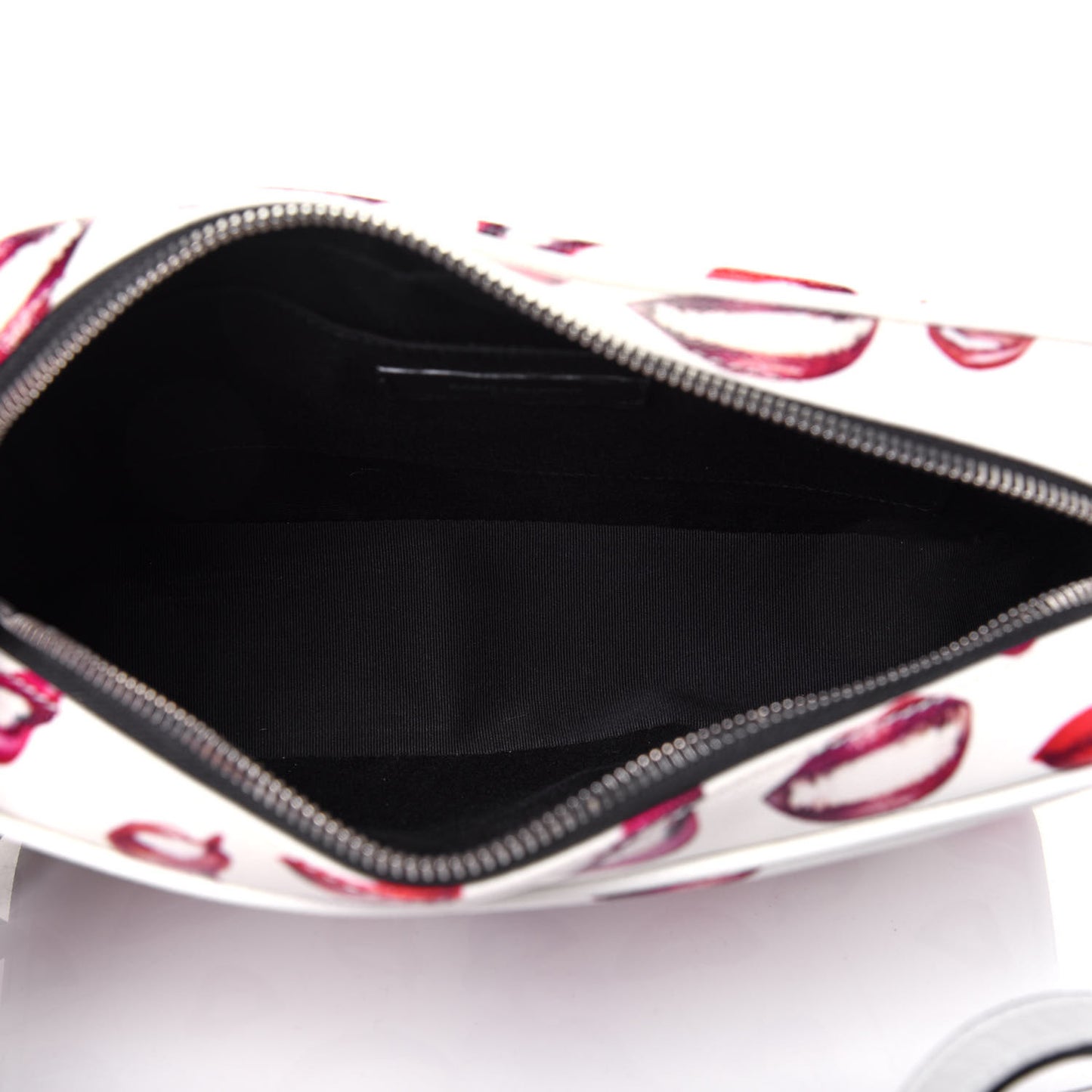 Grain De Poudre Lips Print Medium Classic Monogram Camera Bag White Red