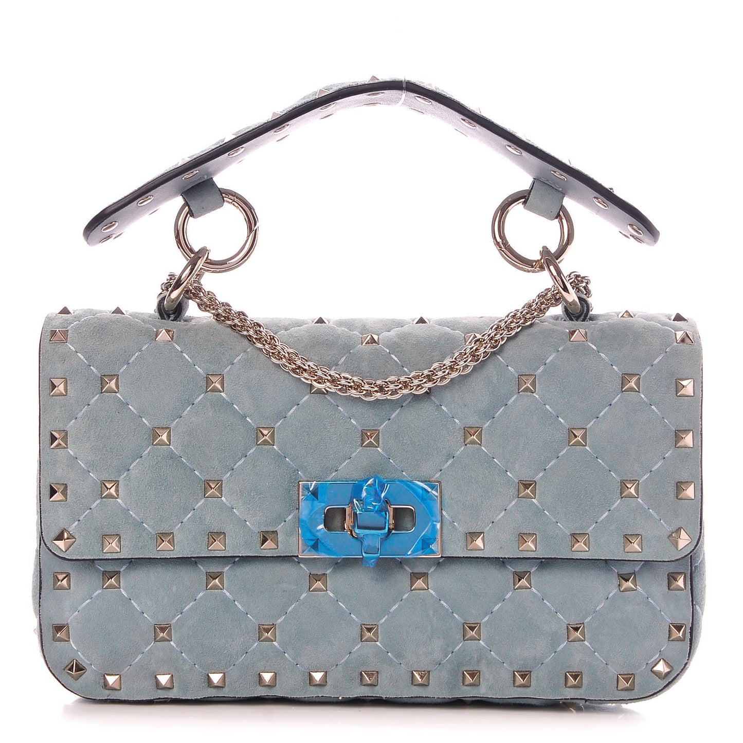 Suede Small Rockstud Spike Shoulder Bag Nube