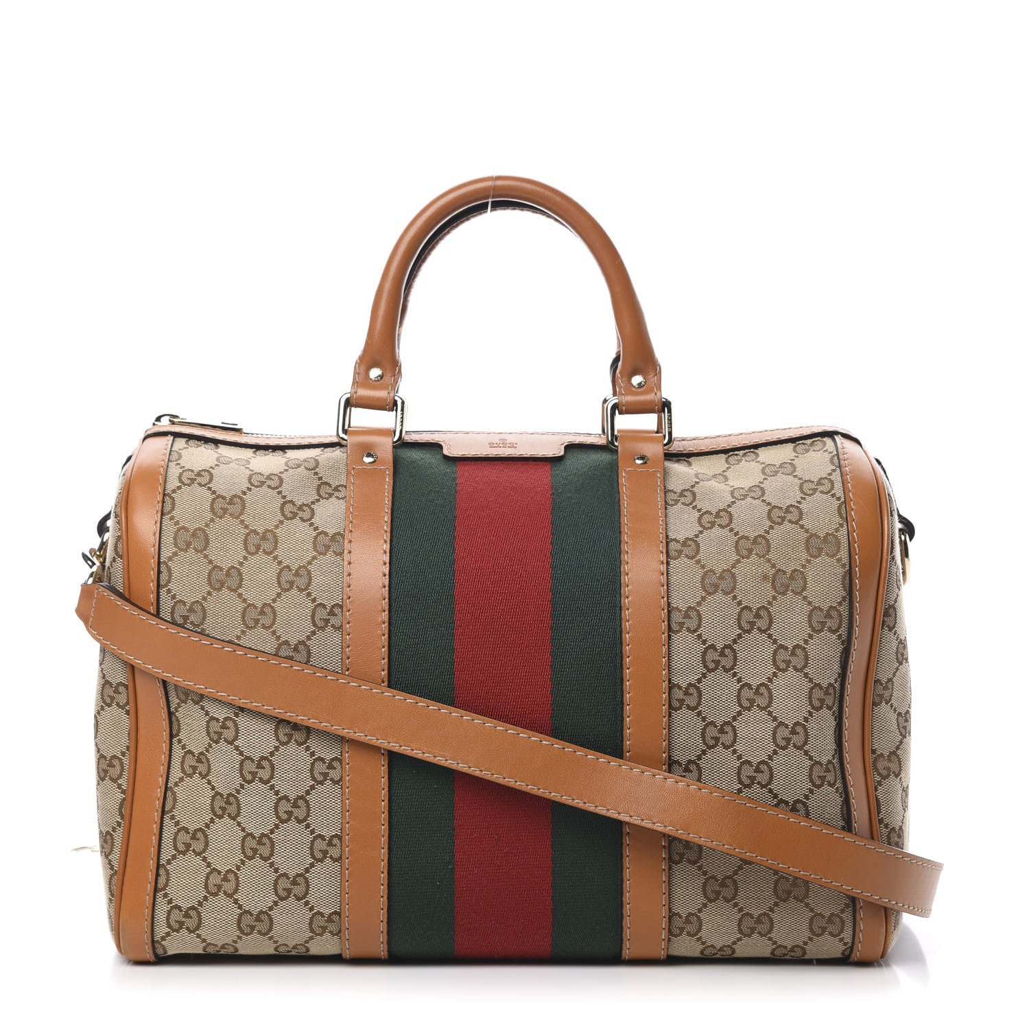 Gucci Monogram Vintage Web Medium Boston Tobacco 1 of 16