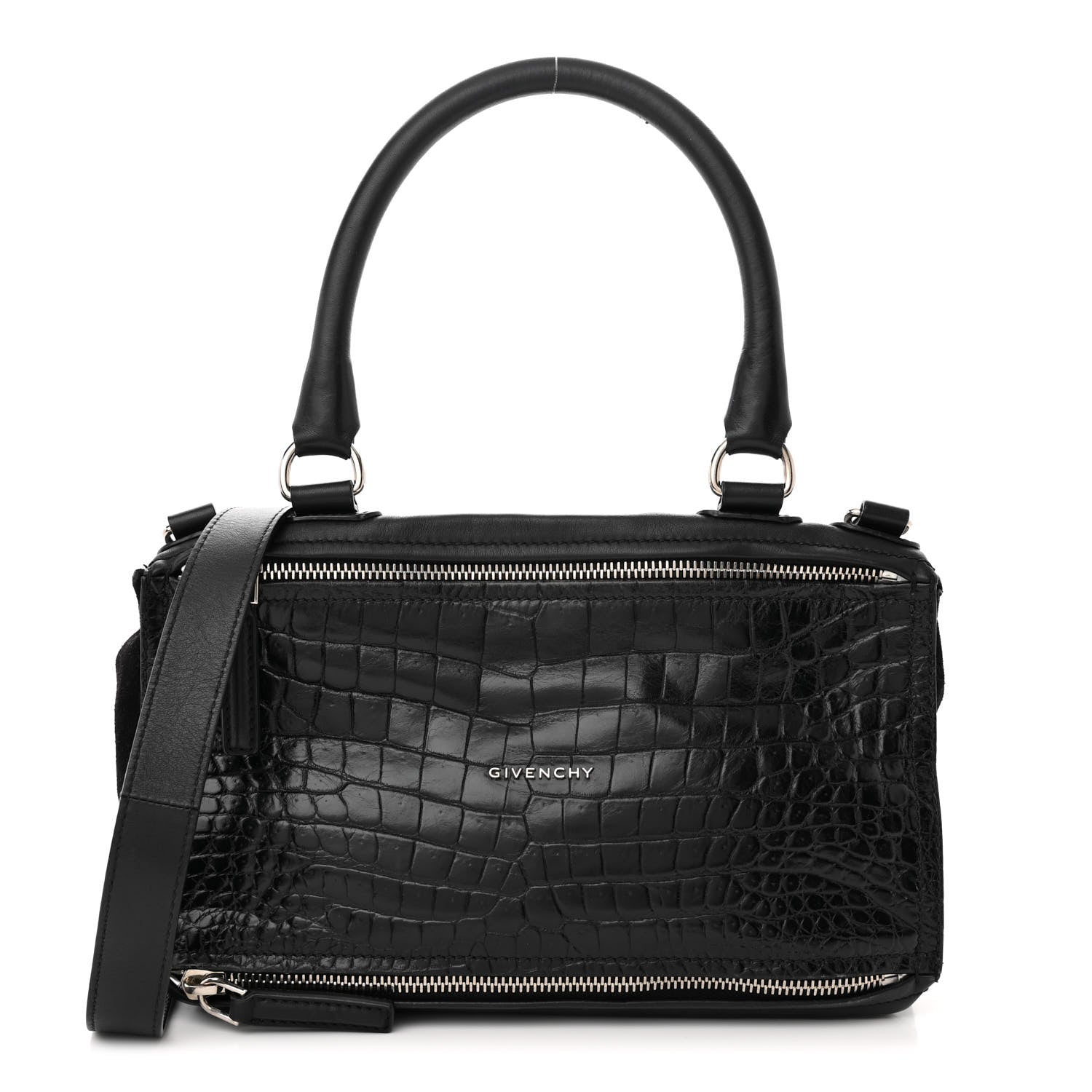 Givenchy Calfskin Crocodile Embossed Medium Pandora Black 1 of 11