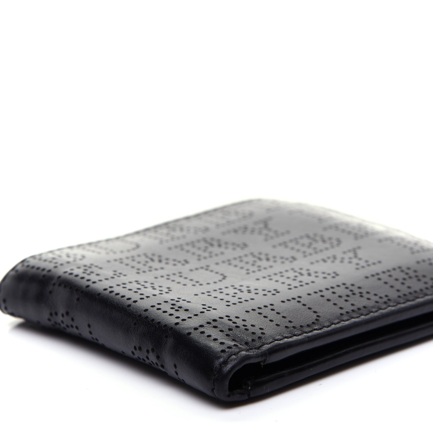 Calfskin Perforated Bi-Fold Wallet Black