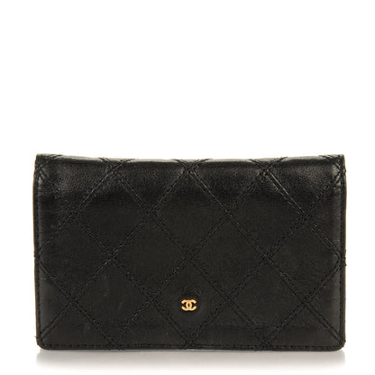 Chanel Calfskin Diamond Stitched Card Holder Wallet Black 1 of 7