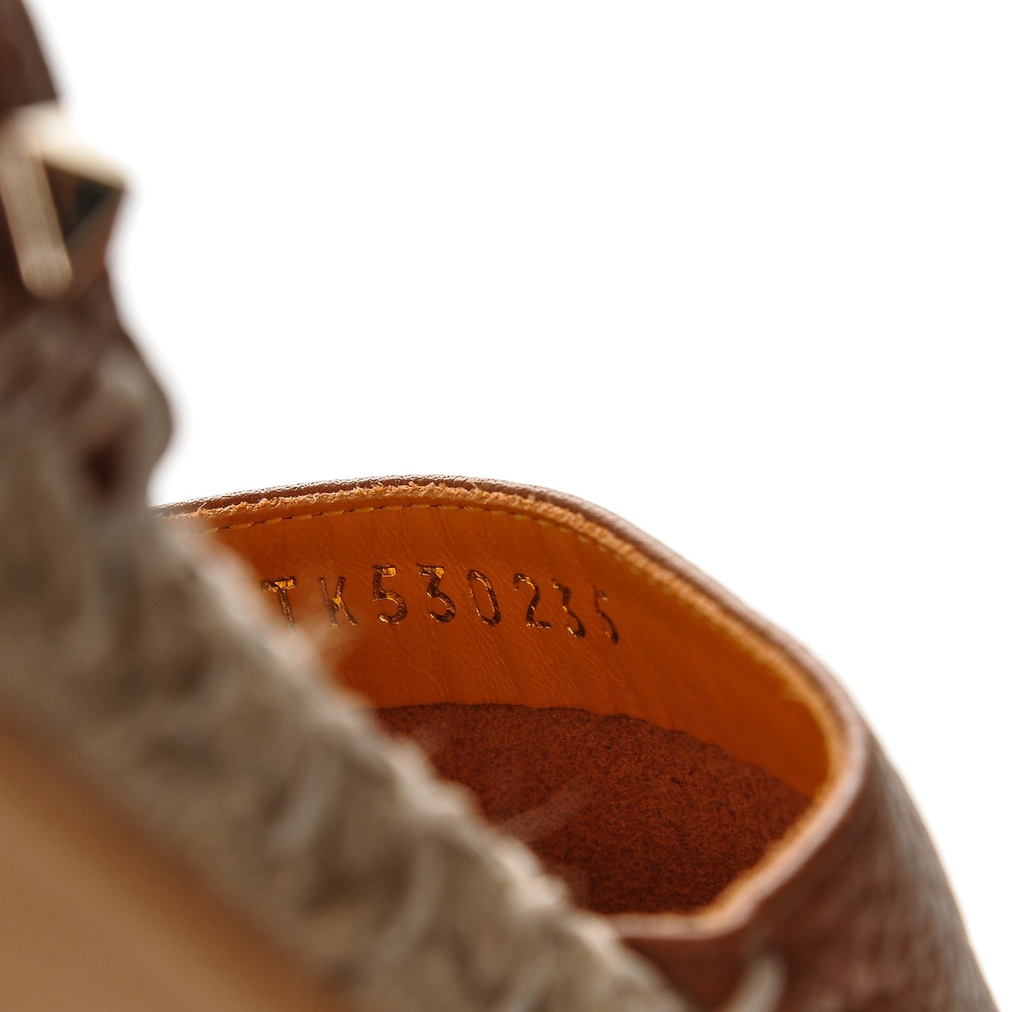 Grained Calfskin Rockstud Ankle Wrap Espadrille Flats 35 Cognac