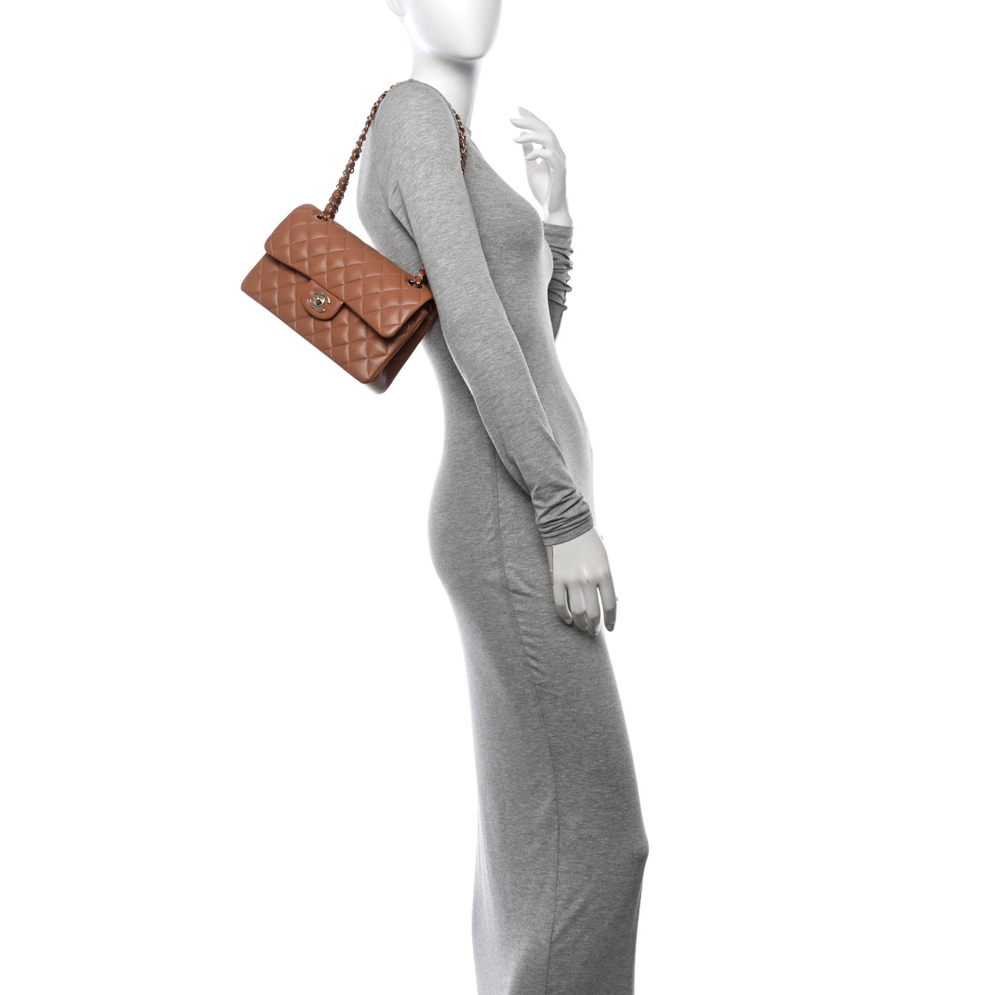 Lambskin Quilted Small Double Flap Brown