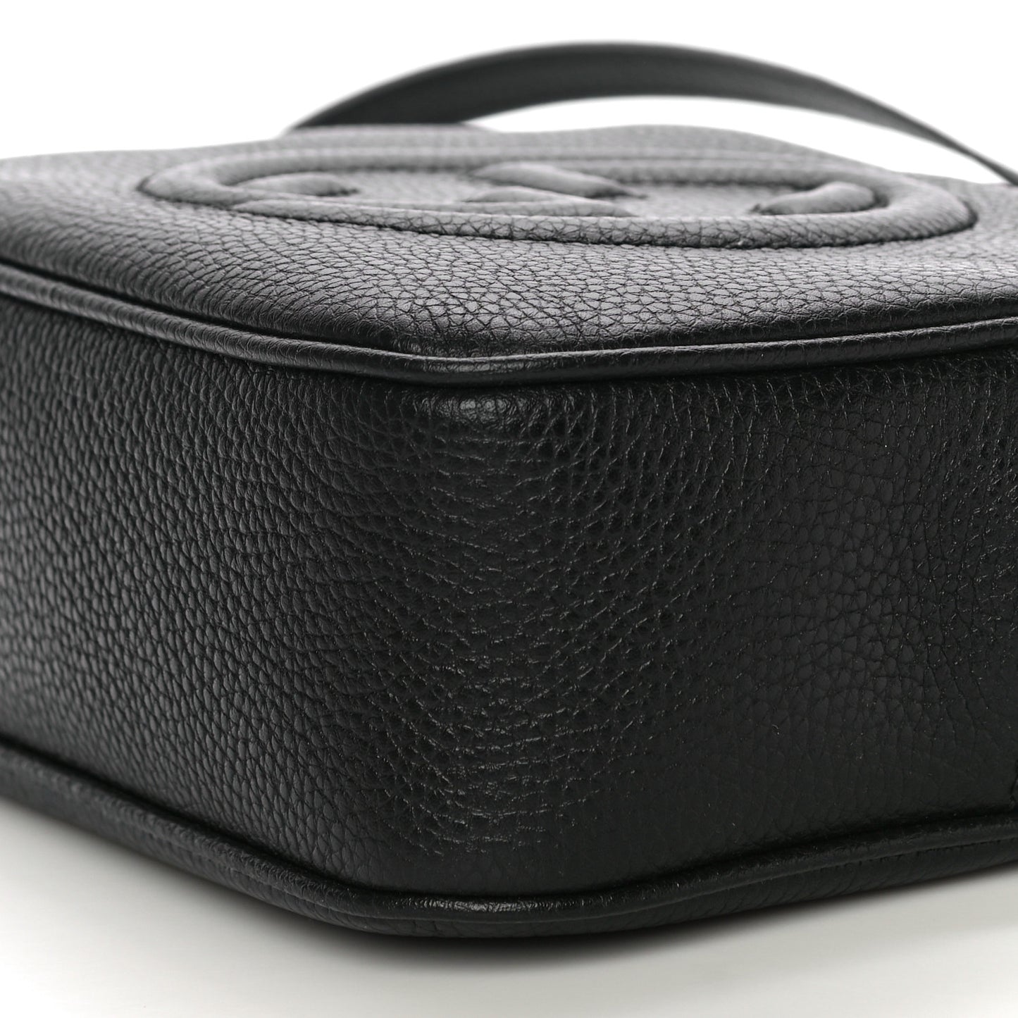 Pebbled Calfskin Small Soho Disco Bag Black