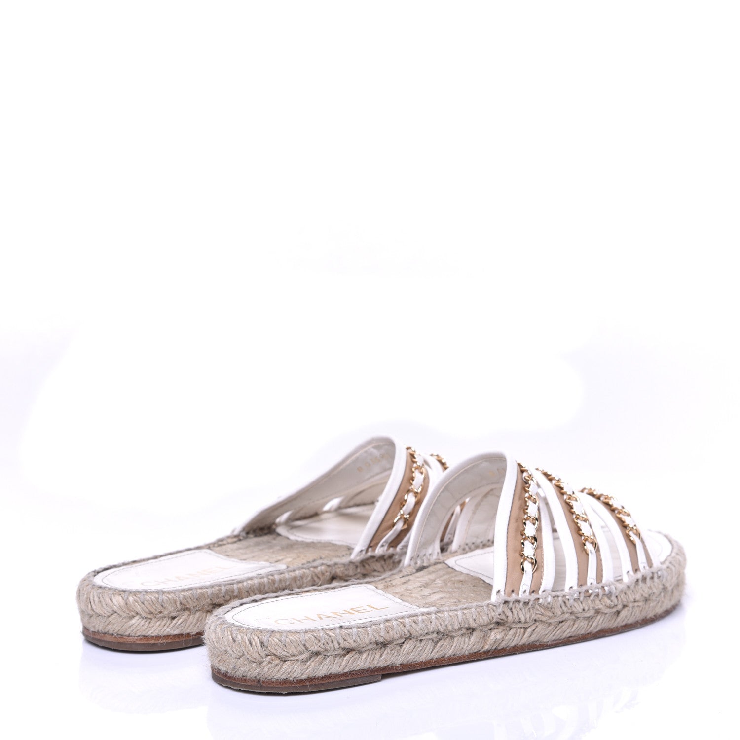 Chanel Lambskin Chain Espadrille Slip On Sandals 39 White 4 of 8