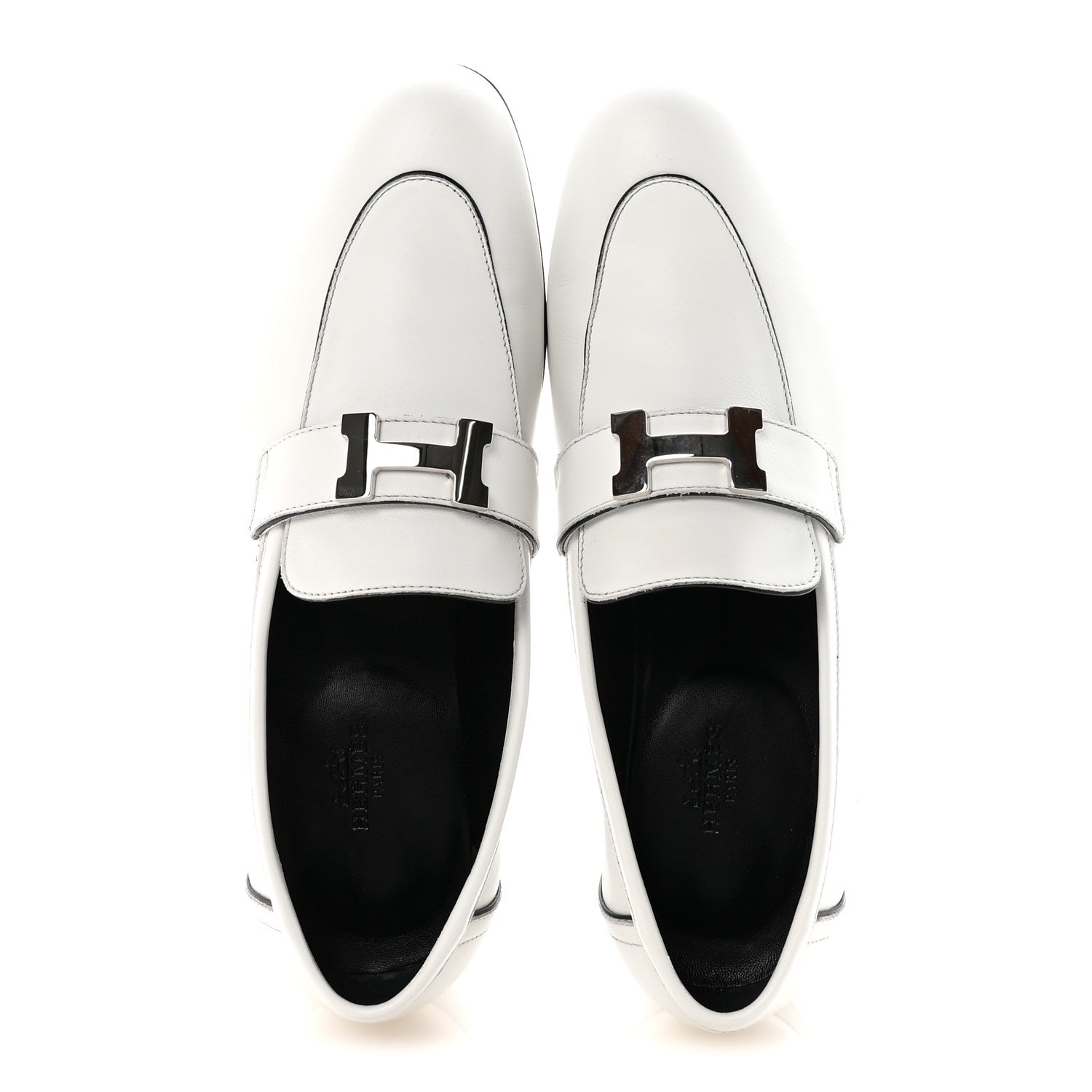 Hermes Calfskin Womens Paris Loafers 37.5 White 2 of 10