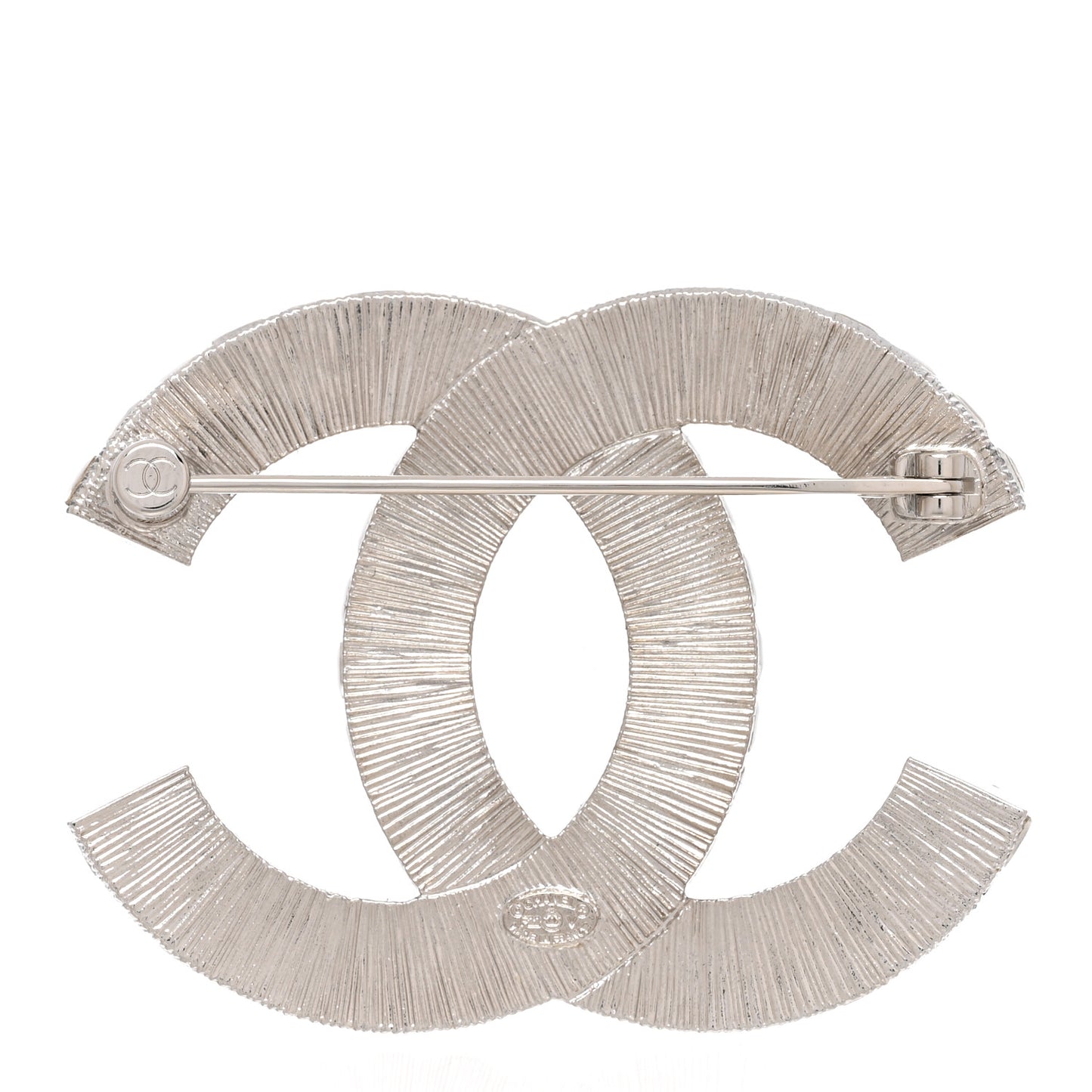 Baguette Crystal CC Brooch Silver