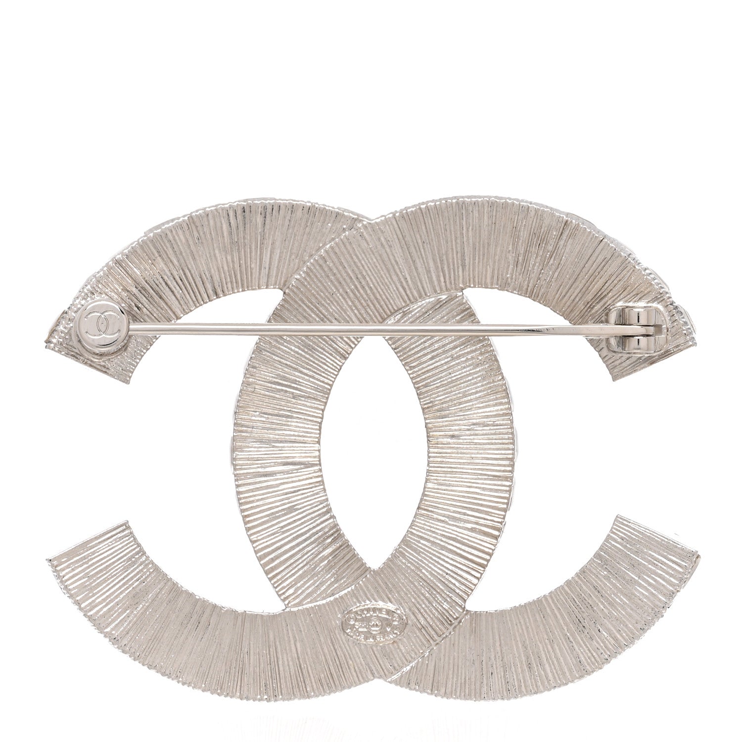 Chanel Baguette Crystal CC Brooch Silver 3 of 5