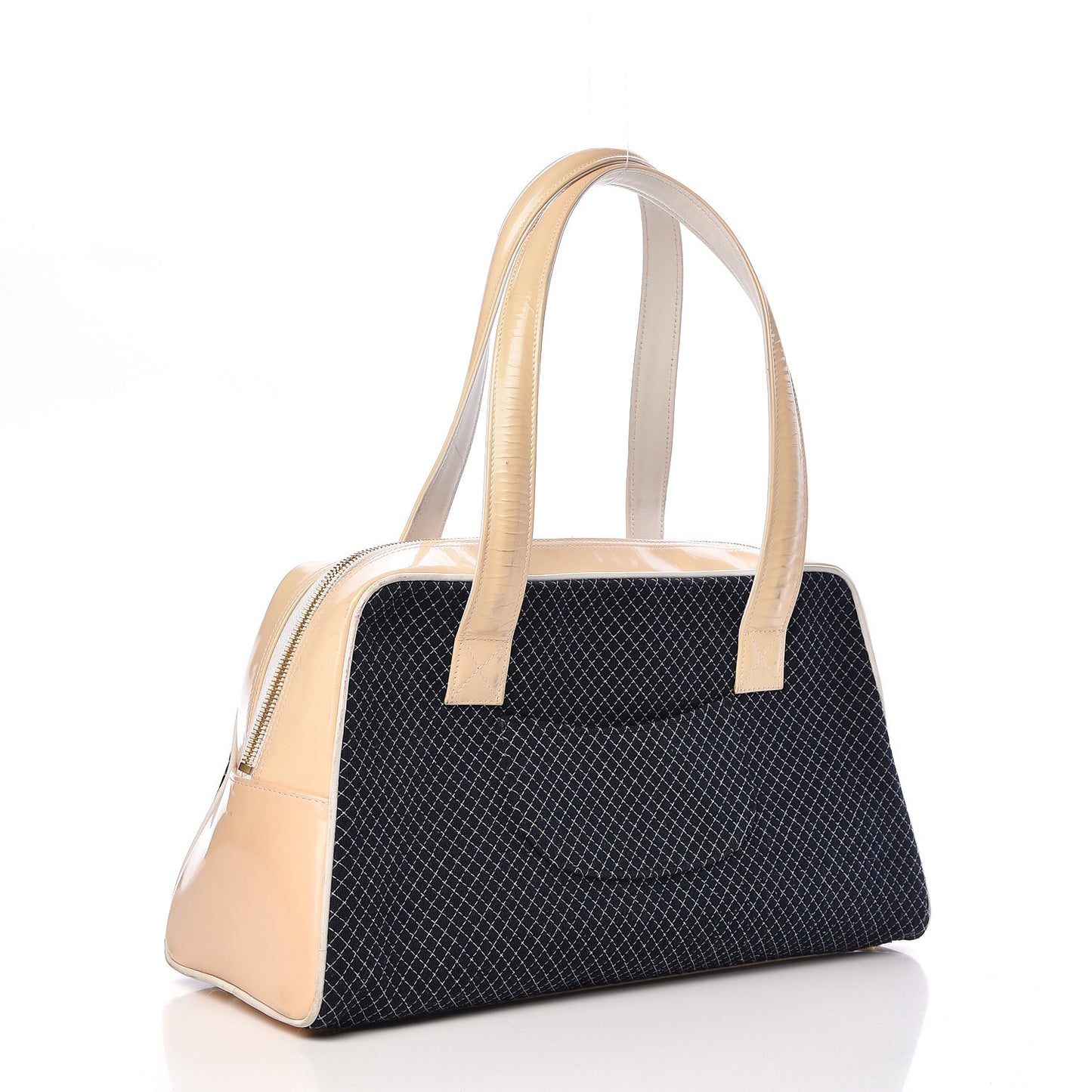 Patent Jersey Quilted Bowler Navy Blue