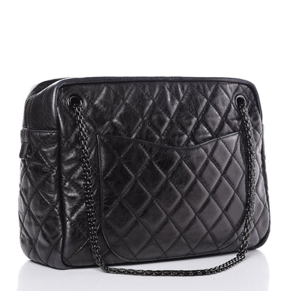 Chanel Metallic Aged Calfskin Quilted Large Reissue Camera Case Black 3 of 15