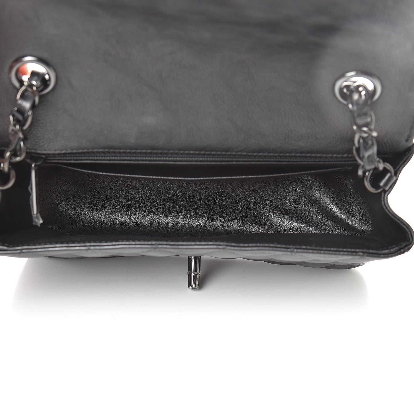 Crumpled Calfskin Quilted Mini Rectangular Flap So Black