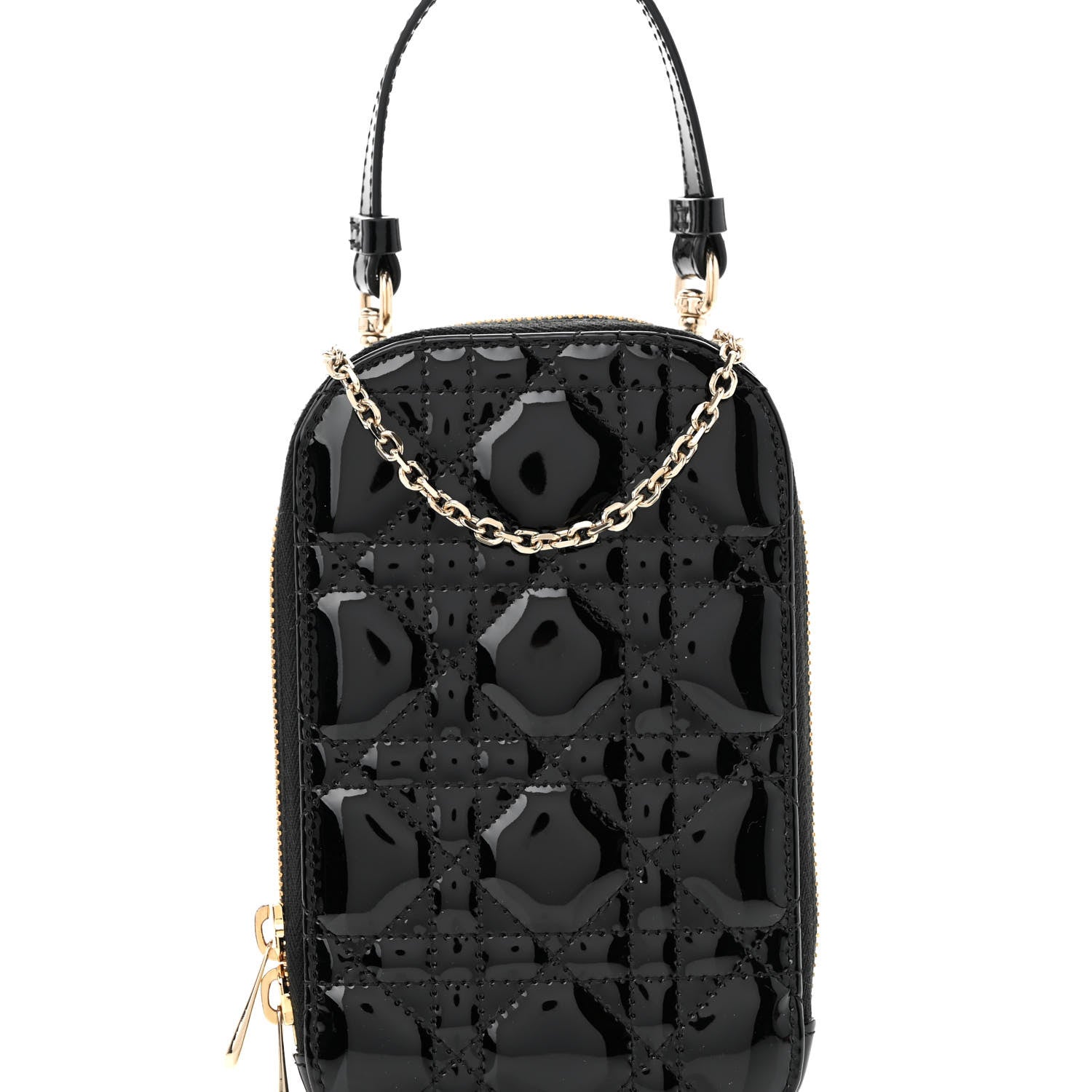 Christian Dior Patent Cannage Lady Dior Phone Holder Black 7 of 10