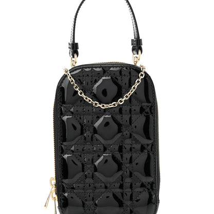 Christian Dior Patent Cannage Lady Dior Phone Holder Black 7 of 10