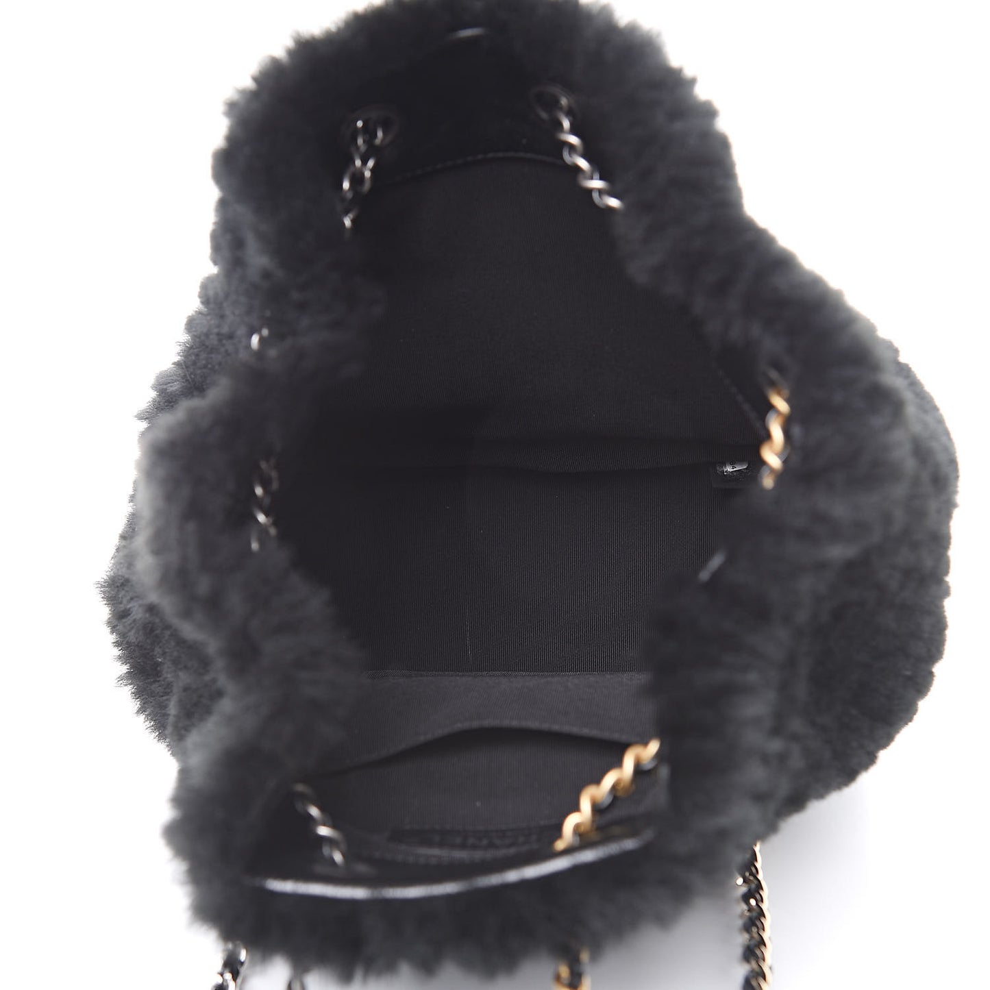 Shearling Small Gabrielle Backpack Black