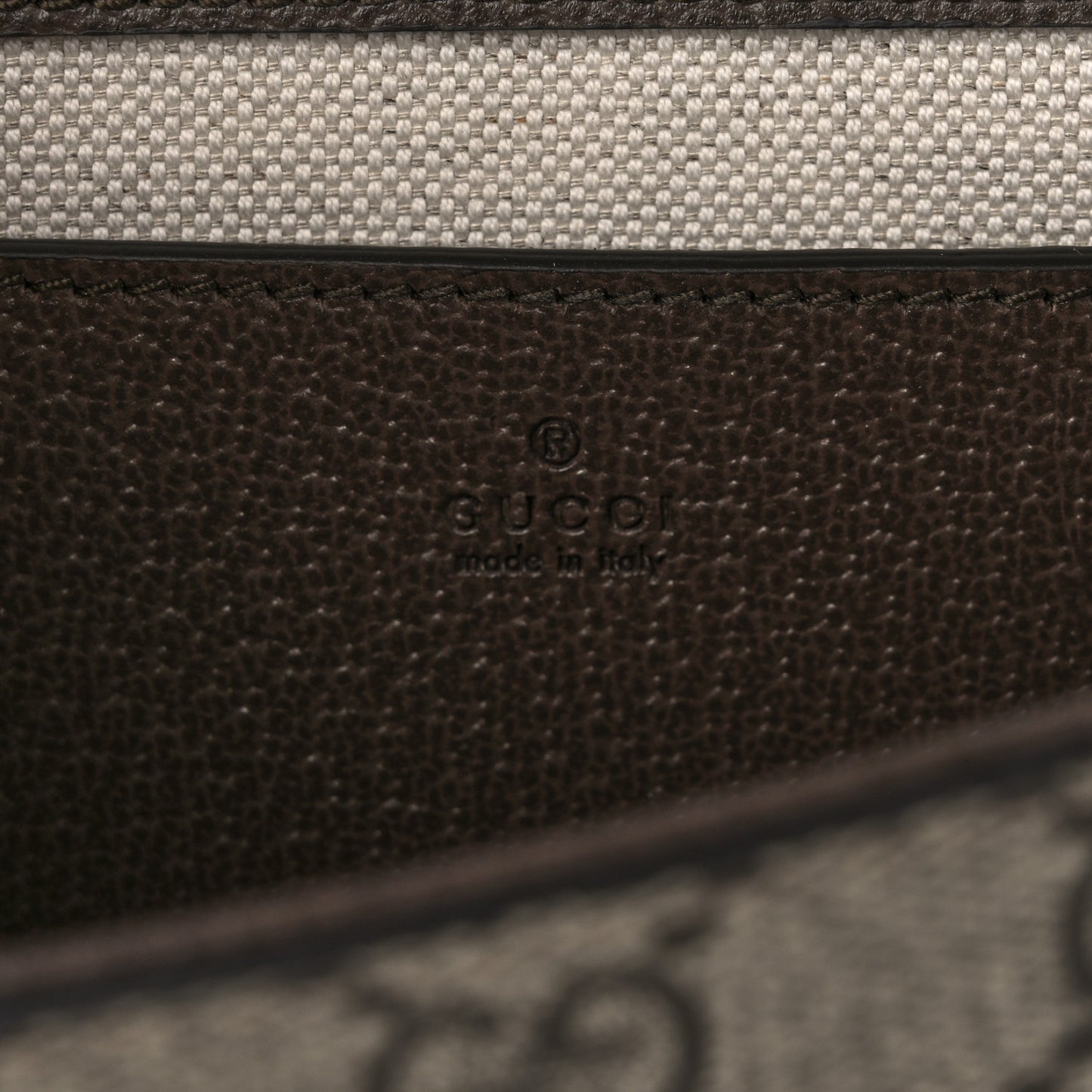 GG Supreme Monogram Textured Dollar Calfskin Web Mini Ophidia Envelope Shoulder Bag Beige Ebony