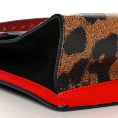 Christian Louboutin Calfskin Leopard Print Loubiblues Paris Clutch Bag Brown 8 of 9