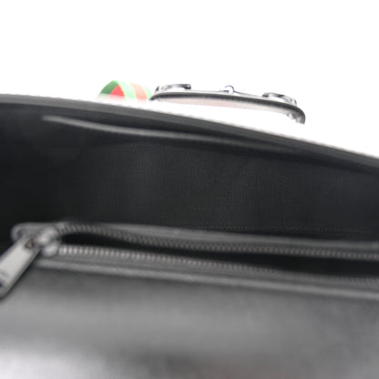 Gucci Azalea Calfskin Web Monochrome Horsebit 1955 Shoulder Bag Black 5 of 12