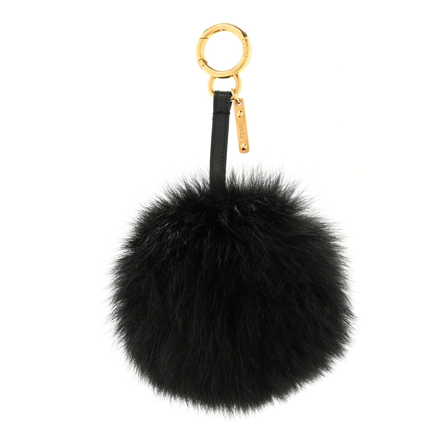 Fox Fur Pom Pom Bag Charm Black