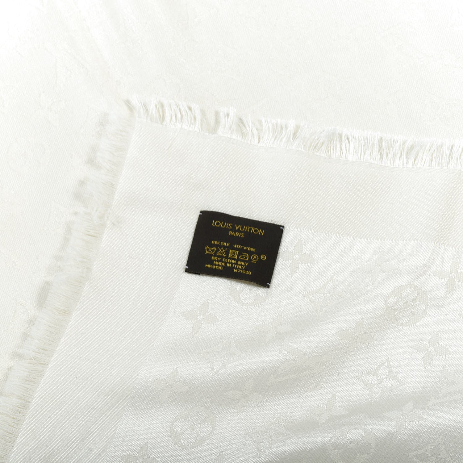 Louis Vuitton Wool Silk Monogram Shawl White 3 of 4