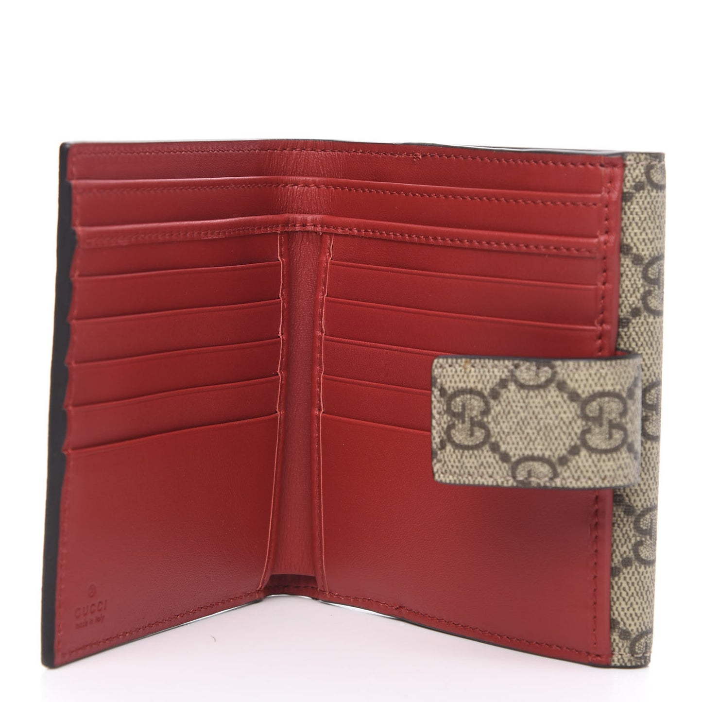 GG Supreme Monogram Cherry Embellished Card Case Wallet Hibiscus Red