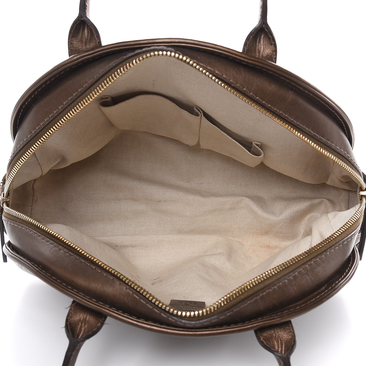 Metallic Guccissima Heart Bit Charm Dome Satchel Bronze