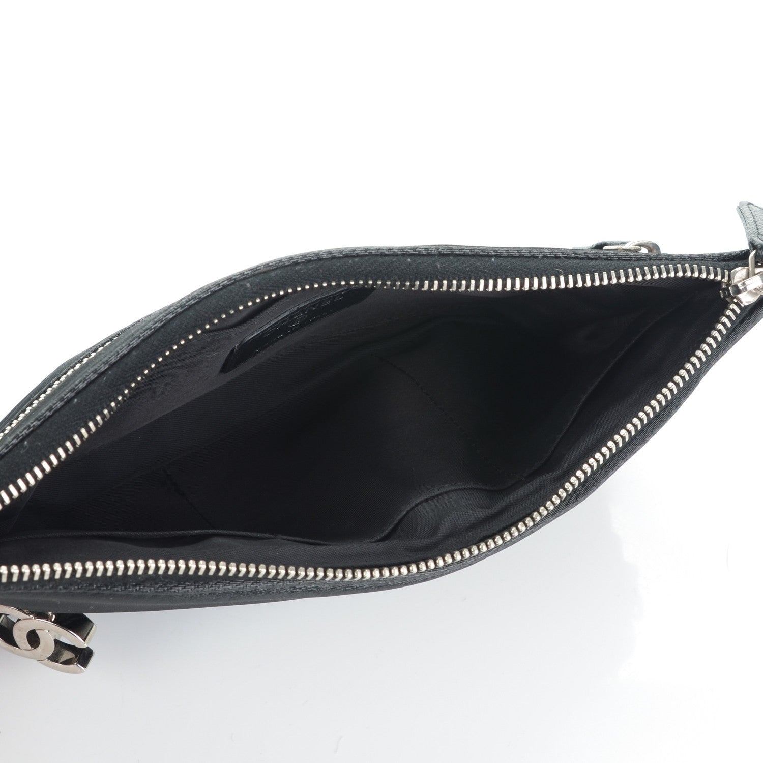 Chanel Coated Canvas Quilted Paris Biarritz Ligne Clutch Black 5 of 7