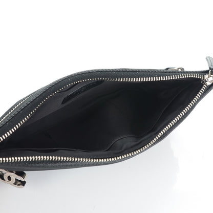 Chanel Coated Canvas Quilted Paris Biarritz Ligne Clutch Black 5 of 7