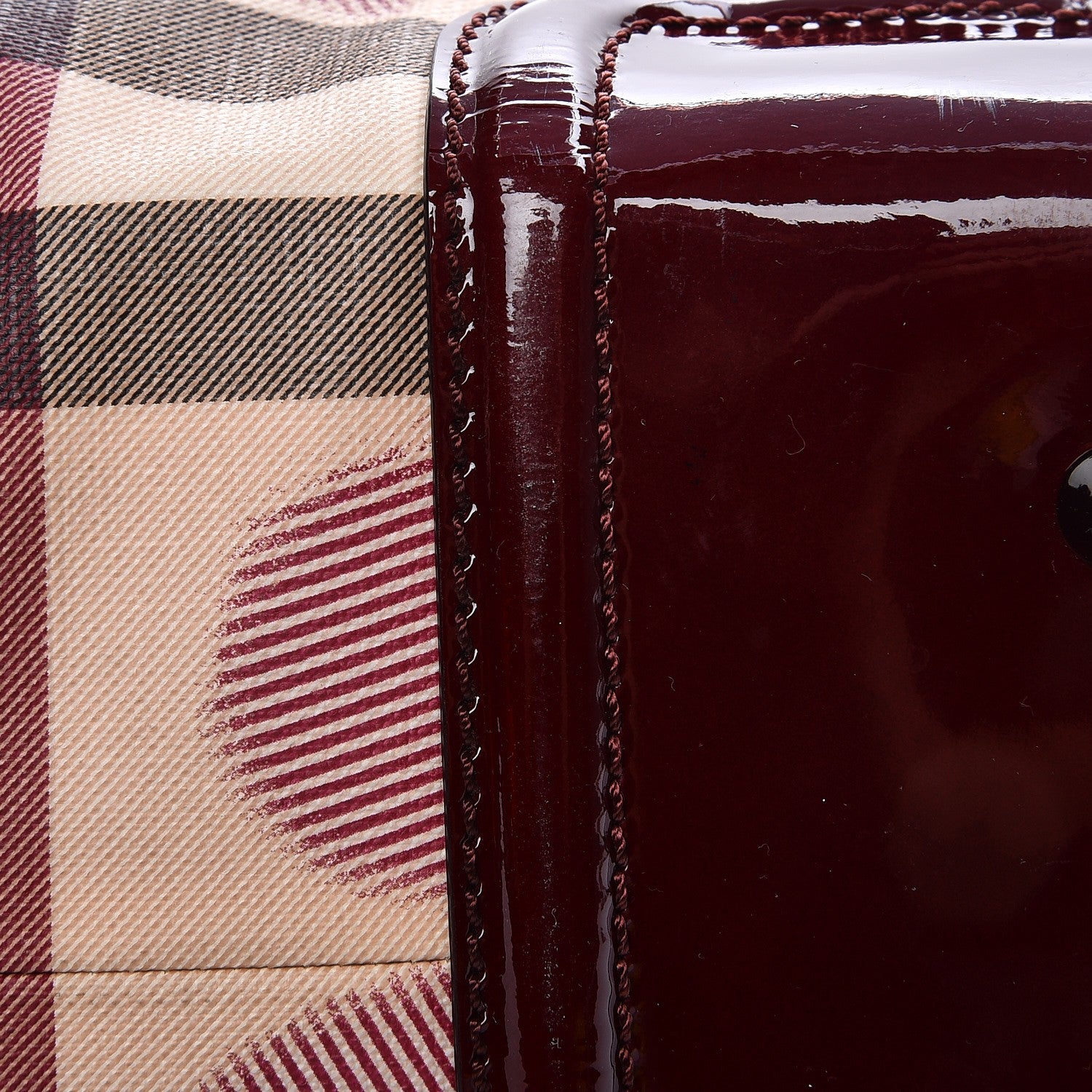 Burberry Nova Check Heart Small Chester Bowling Bag Berry Red 10 of 12