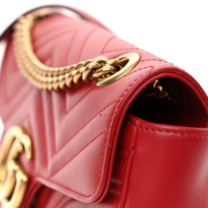 Gucci Calfskin Matelasse Small GG Marmont Shoulder Bag Hibiscus Red 12 of 13