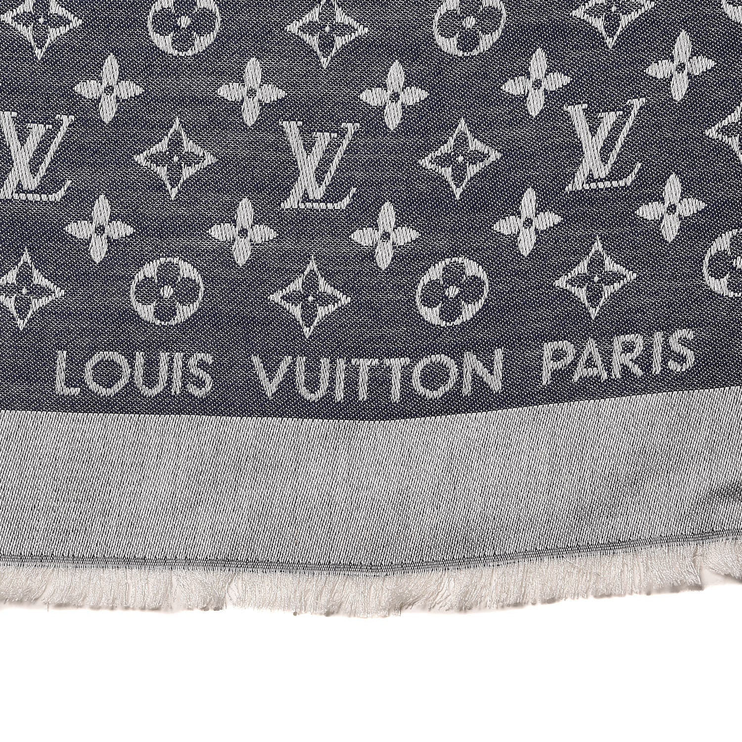 Louis Vuitton Wool Silk Monogram Denim Shawl Blue 4 of 5