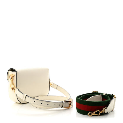 Gucci X ADIDAS Textured Dollar Calfskin Web Trefoil Mini Horsebit 1955 Shoulder Bag Off White Black Off White Black 3 of 11