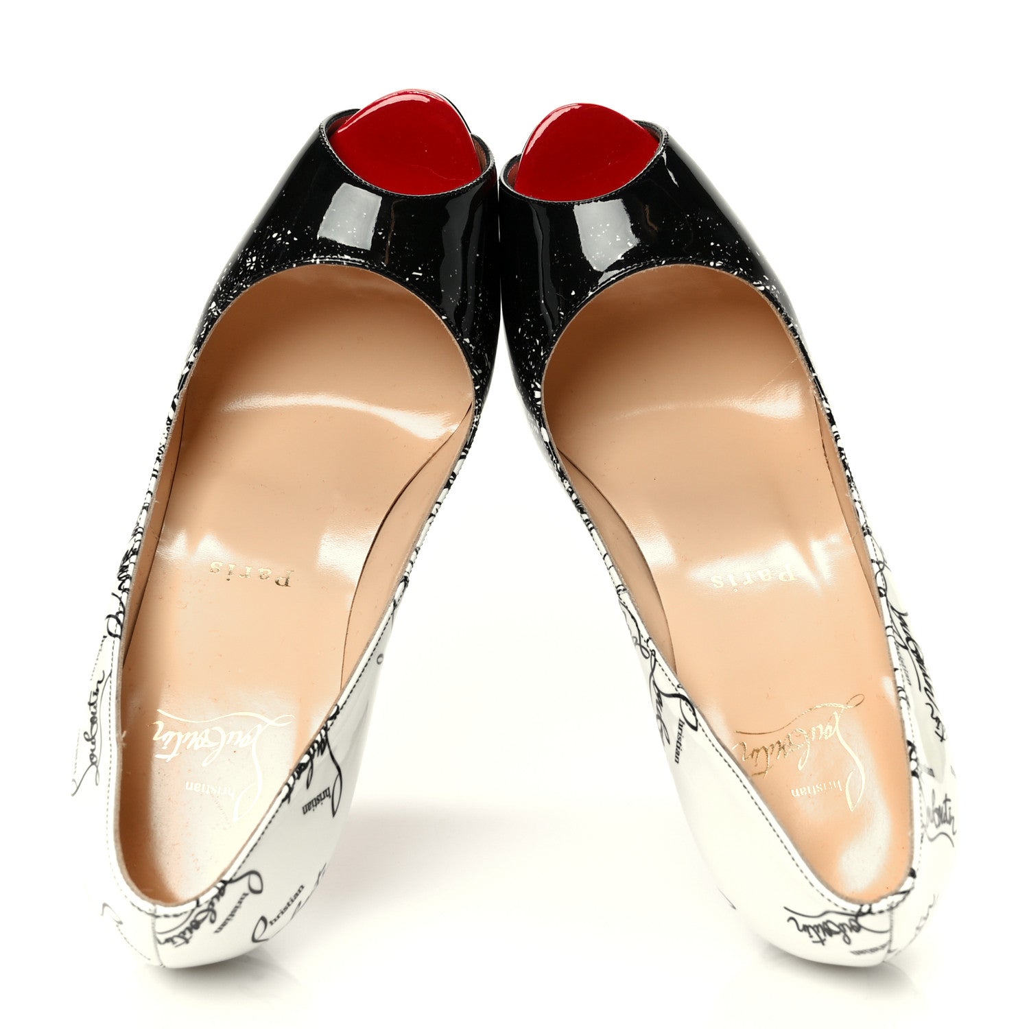 Christian Louboutin Patent New Very Prive Degraloubi Printed 120 Pumps 37 Black Snow 2 of 9