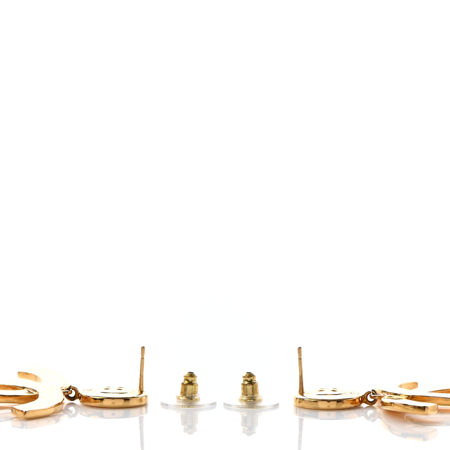 Chanel Metal Large Paris Button Earrings Gold 3 of 4