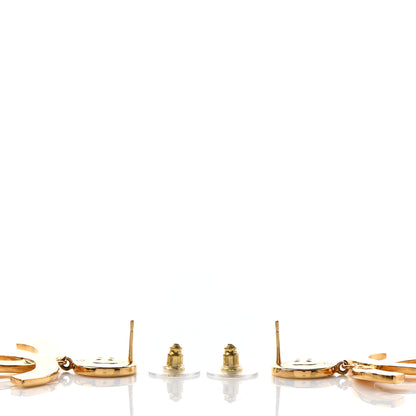 Chanel Metal Large Paris Button Earrings Gold 3 of 4