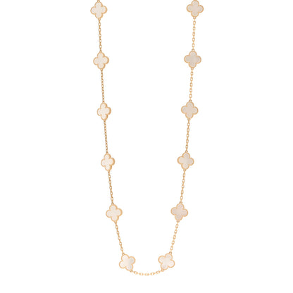 Van Cleef & Arpels 18K Yellow Gold Mother of Pearl 20 Motifs Vintage Alhambra Necklace 1 of 6