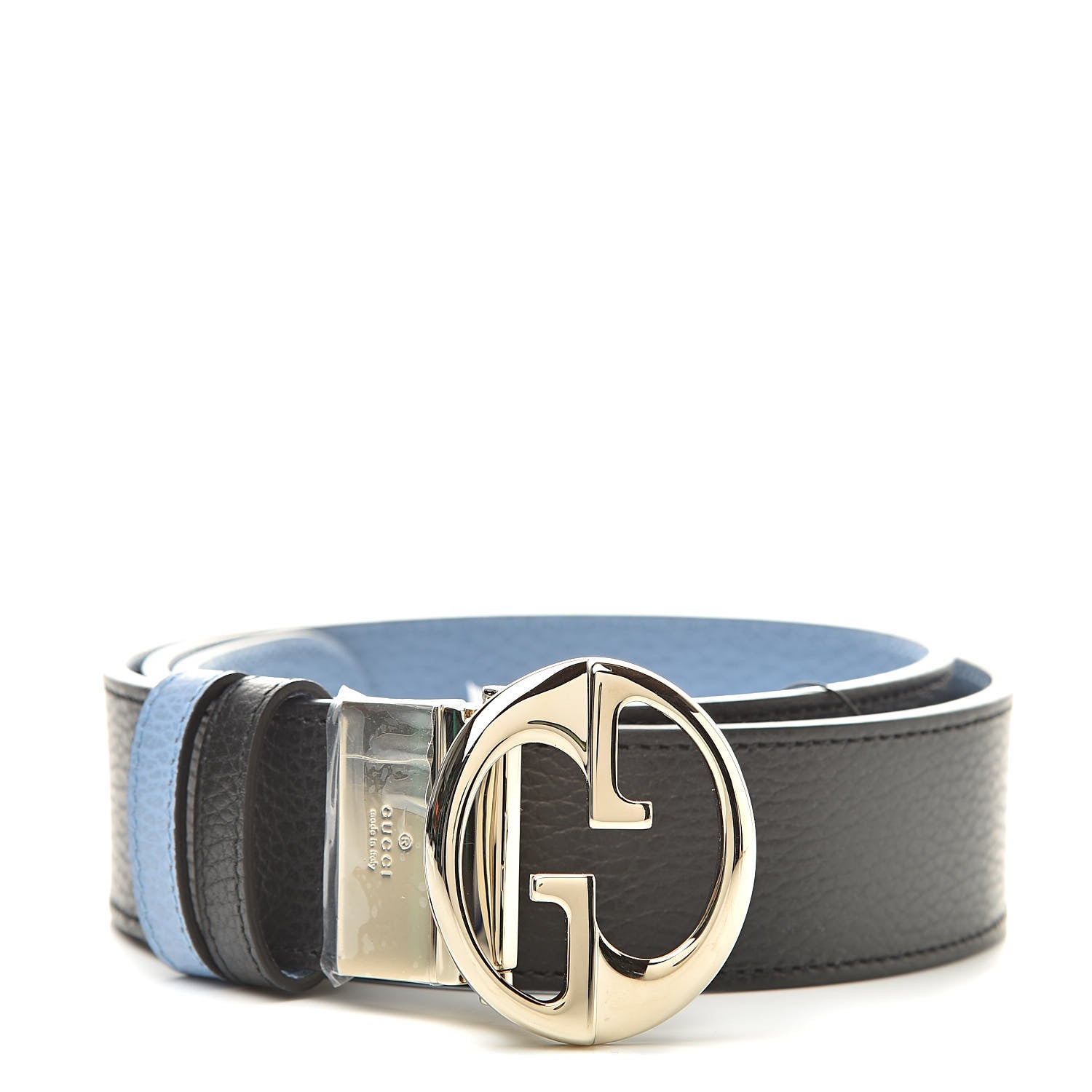 Gucci Dollar Calfskin 1973 Reversible Belt 90 36 Black Mineral Blue 1 of 6