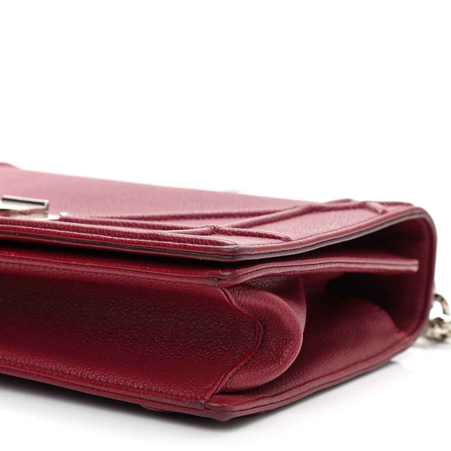 Grained Calfskin Medium Diorama Flap Bag Burgundy